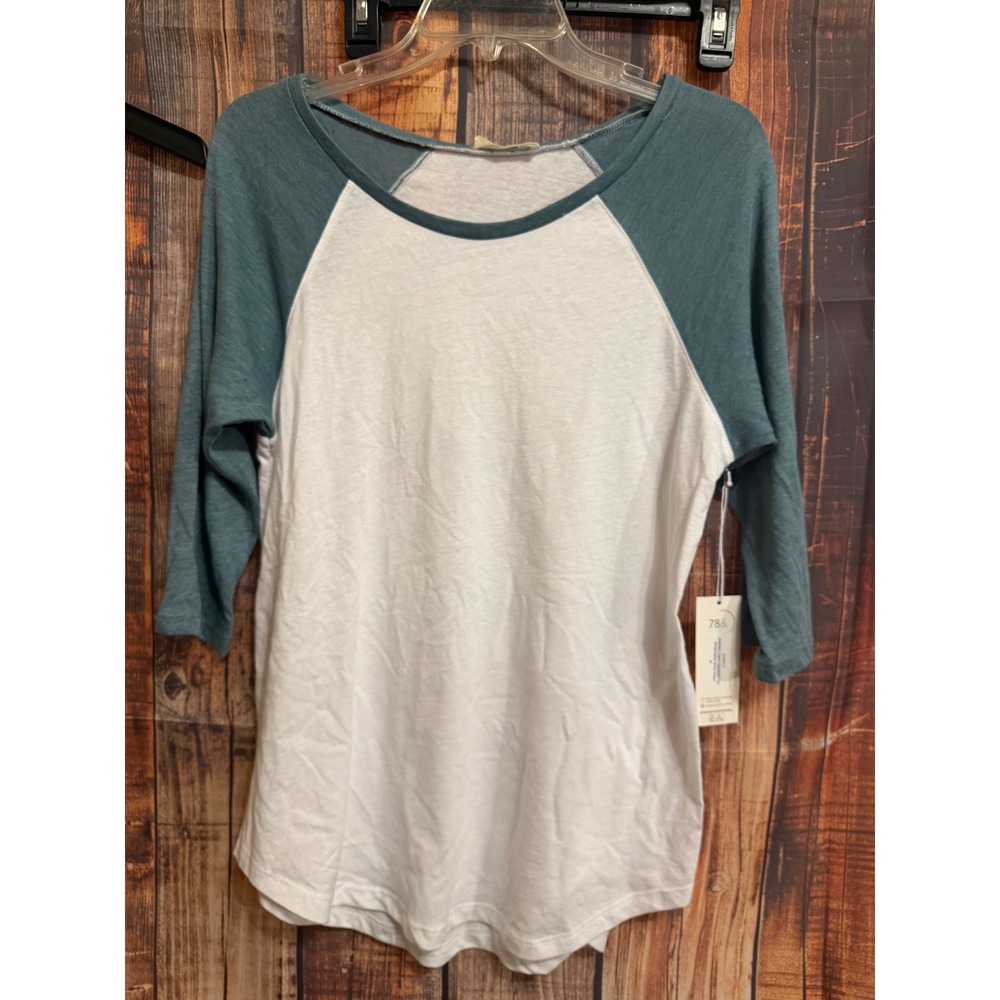 78&Sunny Anaheim Baseball Tee White Camo Army Green 3/4 Sleeve Raglan M NEW